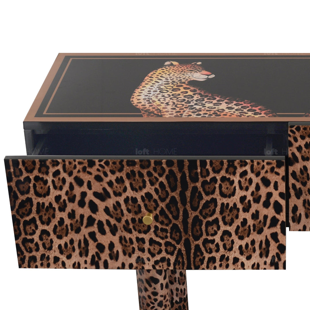 Eclectic Wood Drawer Cabinet High LEOPARD