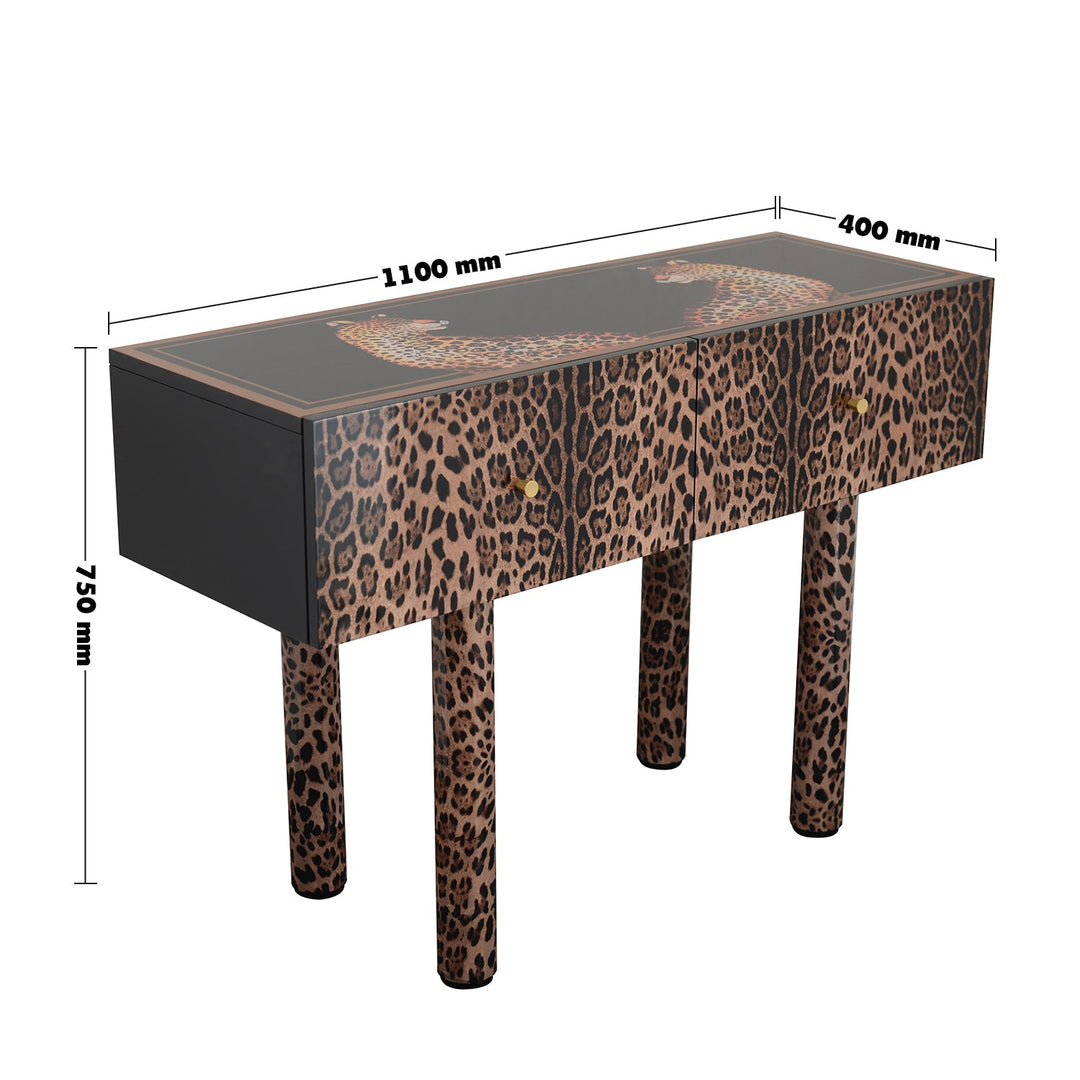 Eclectic Wood Drawer Cabinet High LEOPARD