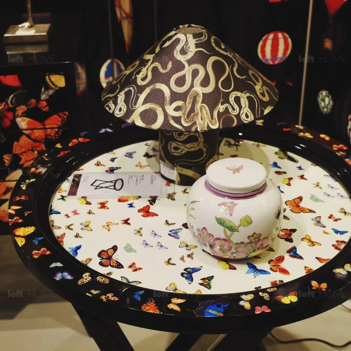 Eclectic wood side table flutter in real life style.