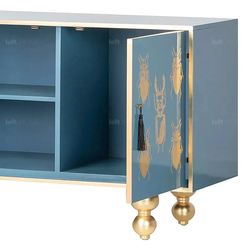 Eclectic wood storage cabinet bettle with context.