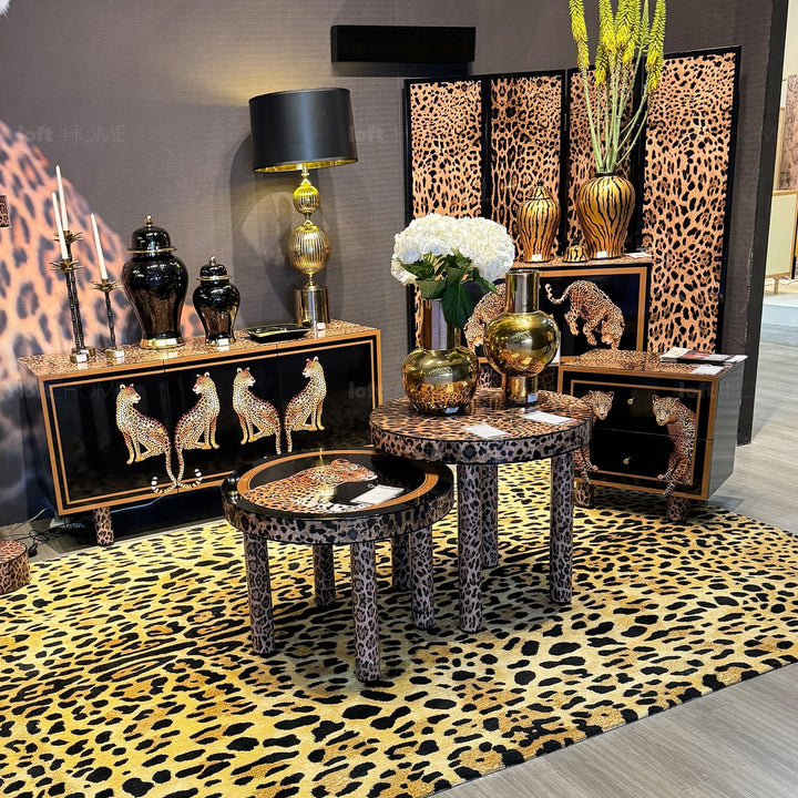 Eclectic Wood Storage Cabinet High LEOPARD