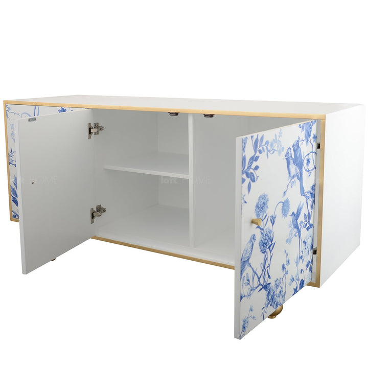 Eclectic Wood Storage Cabinet Low DELFT BLUE