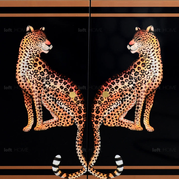 Eclectic Wood Storage Cabinet Low LEOPARD