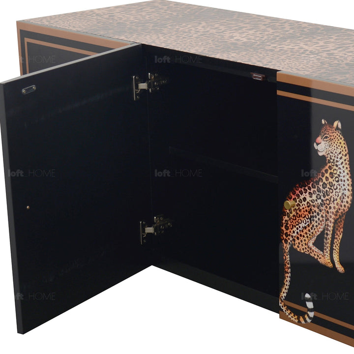 Eclectic Wood Storage Cabinet Low LEOPARD