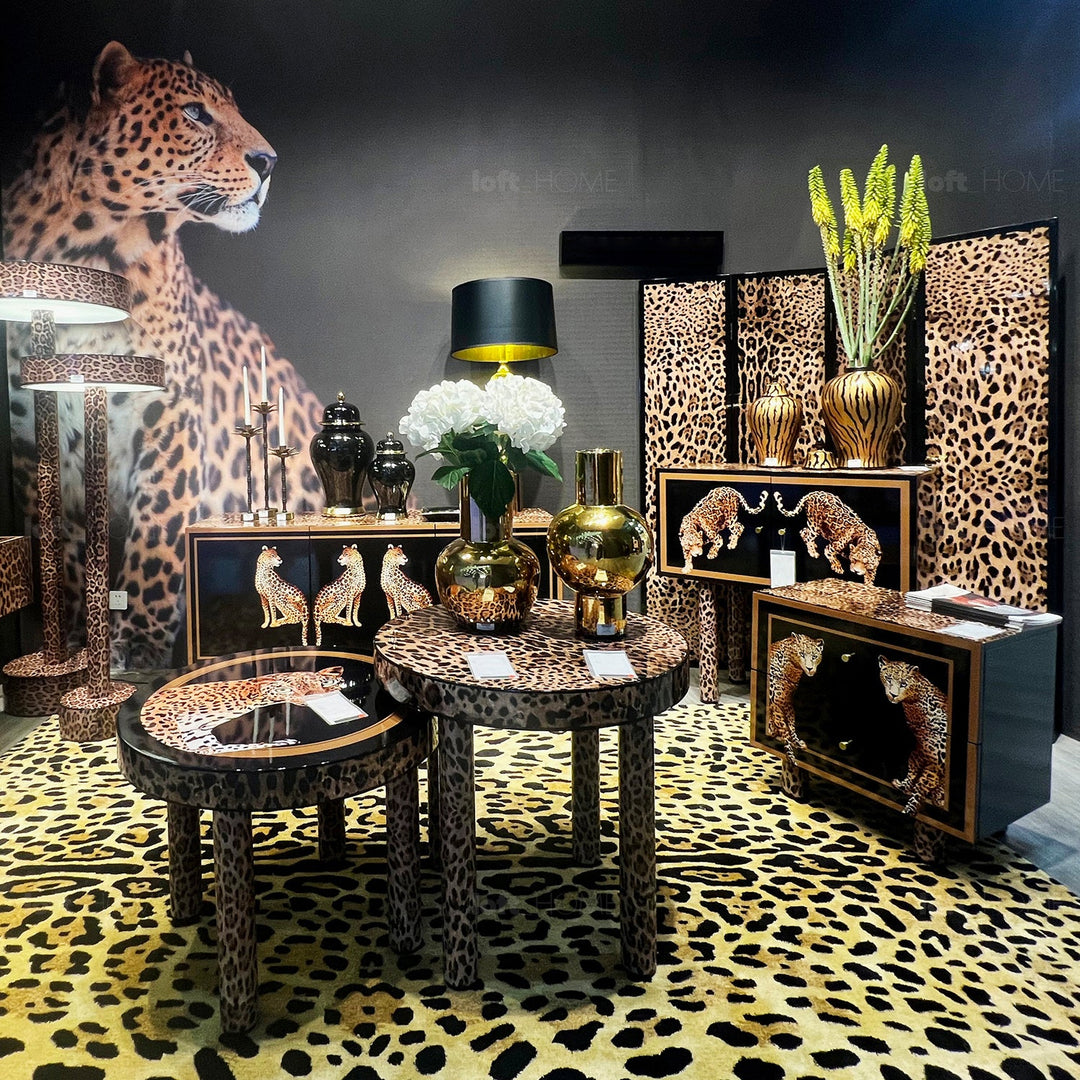 Eclectic Wood Storage Cabinet Low LEOPARD