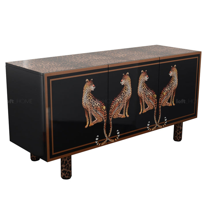 Eclectic Wood Storage Cabinet Low LEOPARD