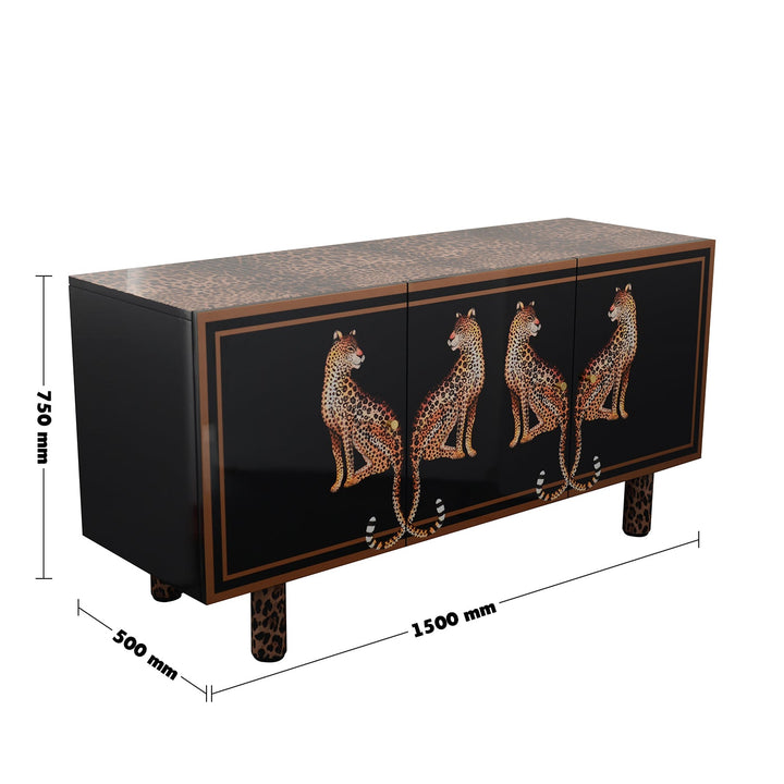 Eclectic Wood Storage Cabinet Low LEOPARD