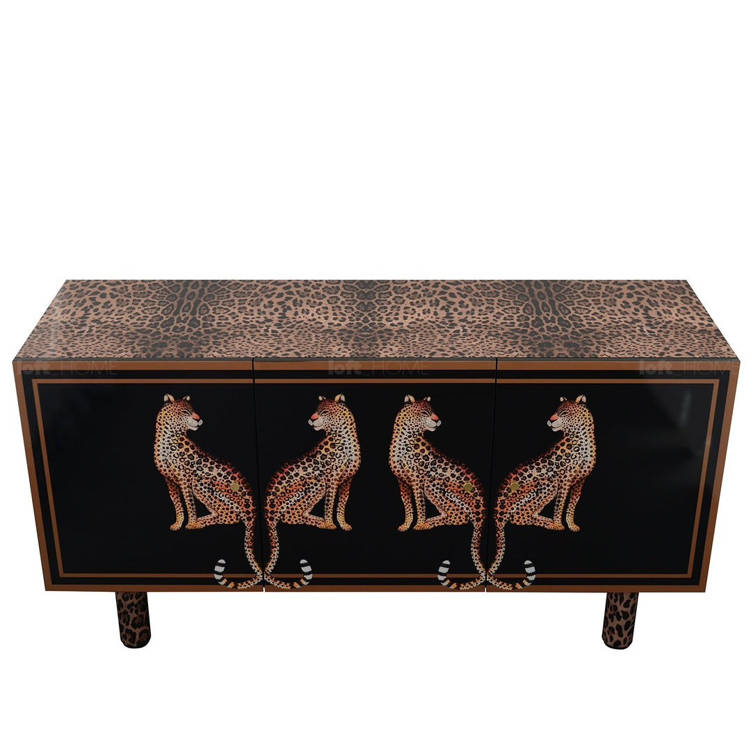 Eclectic Wood Storage Cabinet Low LEOPARD