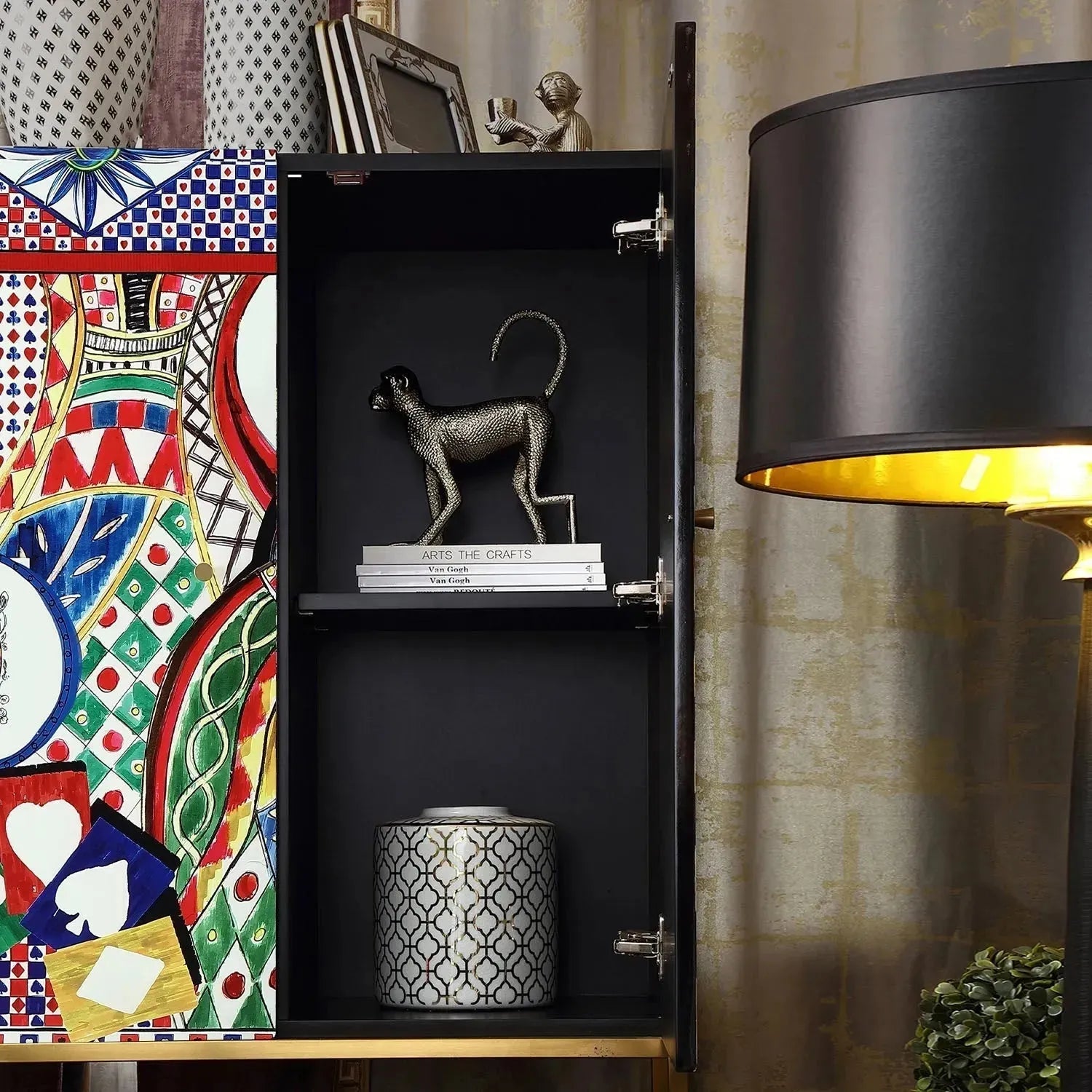Eclectic wood storage cabinet royaldeal queen in close up details.