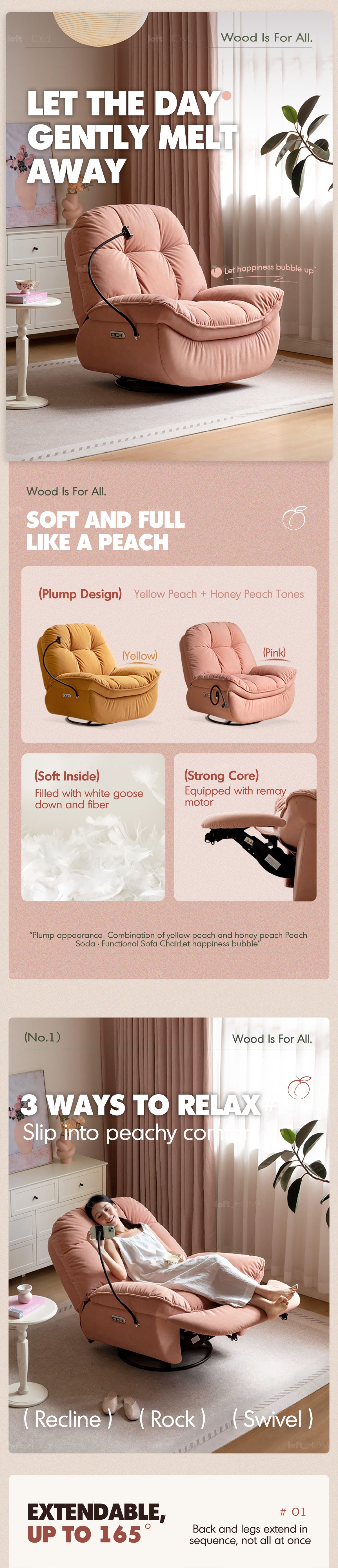 Cream Cat Scratch Resistant Fabric Electric Recliner 1 Seater Sofa With Phone Holder NESTA Good to Know - 1