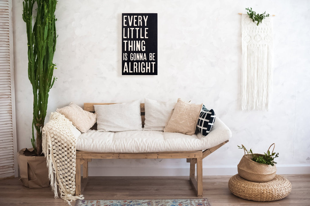 "every little thing is gonna be alright" wood wall art color swatches.