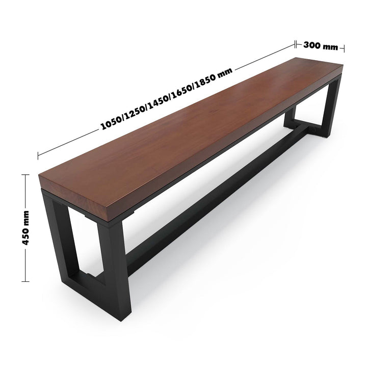 Industrial Pine Wood Dining Bench CLASSIC Size Chart