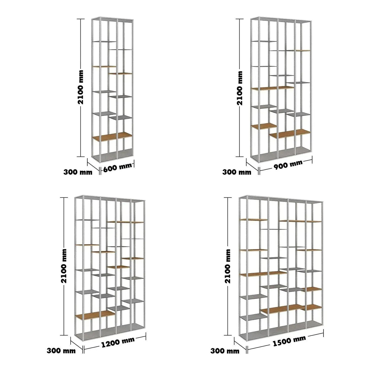 Industrial Pine Wood Display Shelf COZY Size Chart