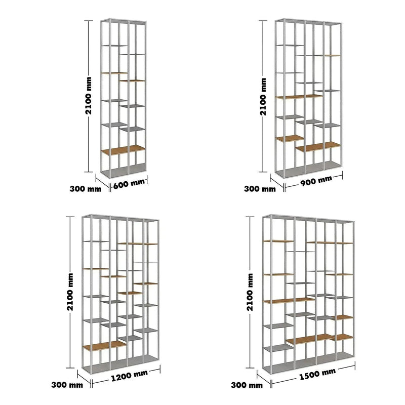 Industrial Pine Wood Display Shelf COZY Size Chart