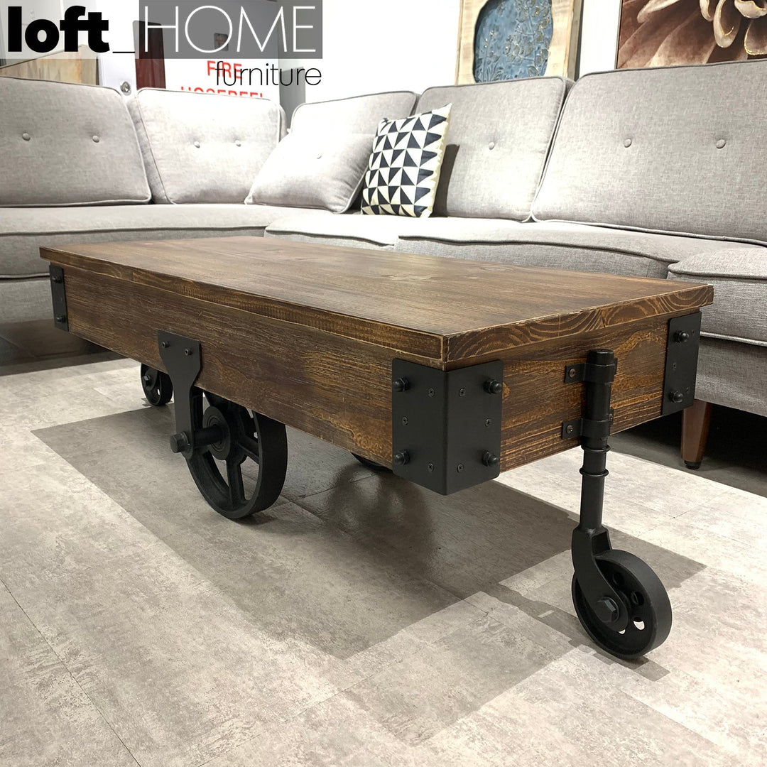 Industrial Wood Wheel Coffee Table INDUSTRIAL Color Swatch