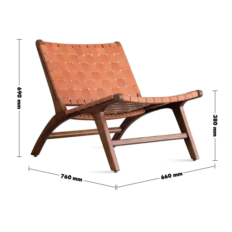 Japandi Leather 1 Seater Sofa TANNER Size Chart