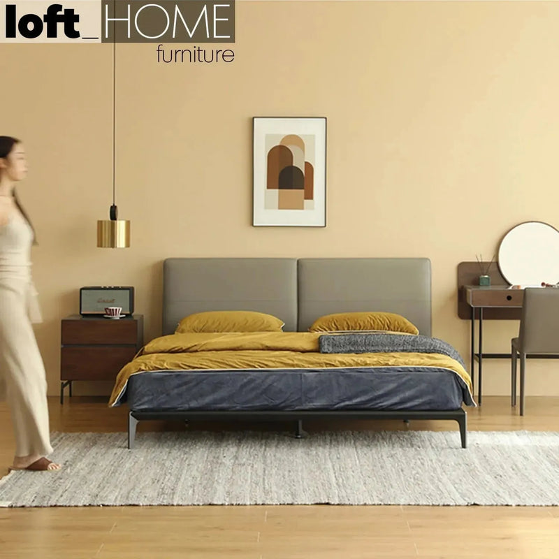 Genuine Leather Bed Frame ARMELLE Panoramic