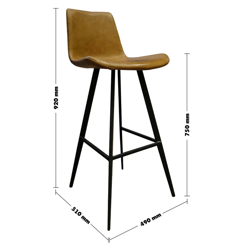 Modern Leather BAR CHAIR METAL MAN Size Chart