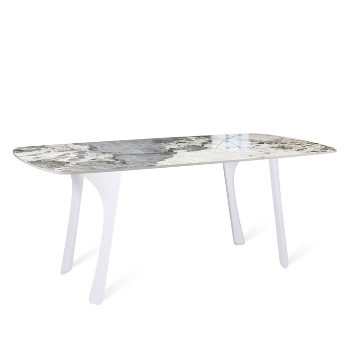 (Fast Delivery) Modern Sintered Stone Dining Table FLY WHITE Layered