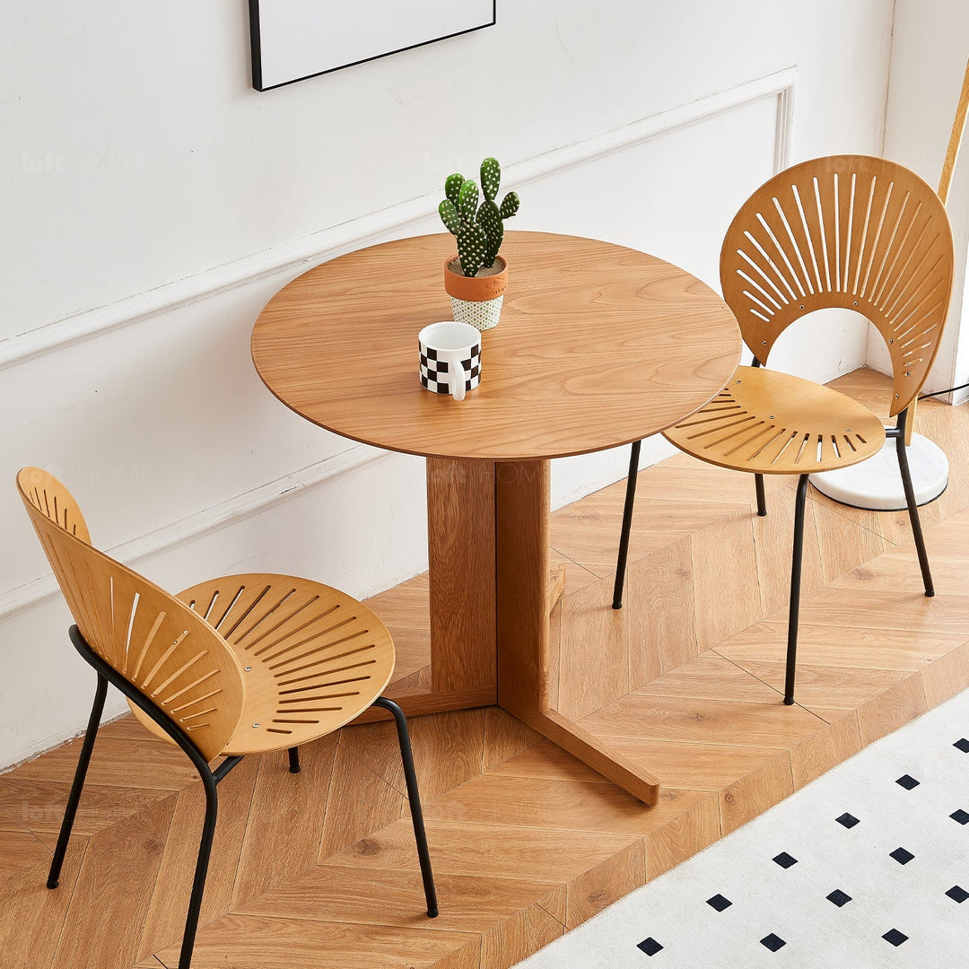 Modern Wood Round Dining Table TREFOIL Still Life