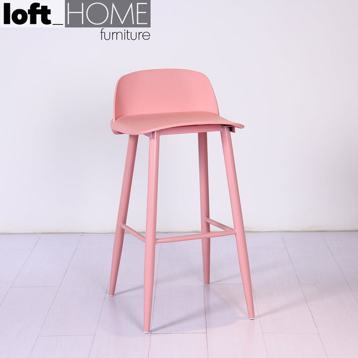 (Fast Delivery) Scandinavian Plastic Bar Chair NORMANN PP PINK In-context