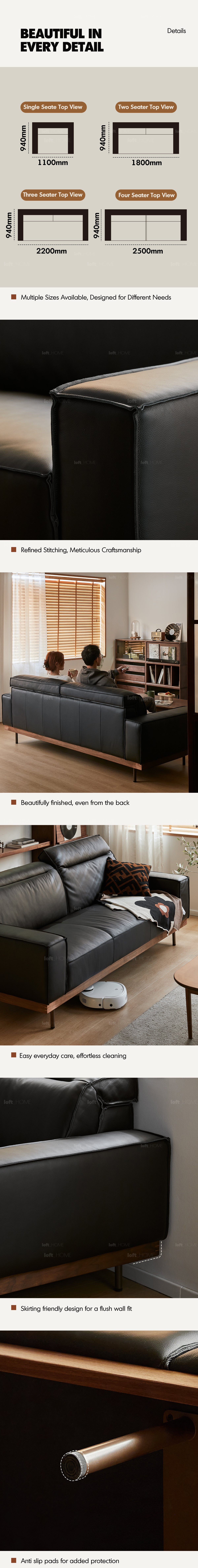 Japandi Genuine Leather 1 Seater Sofa RIVER Good to Know - 12