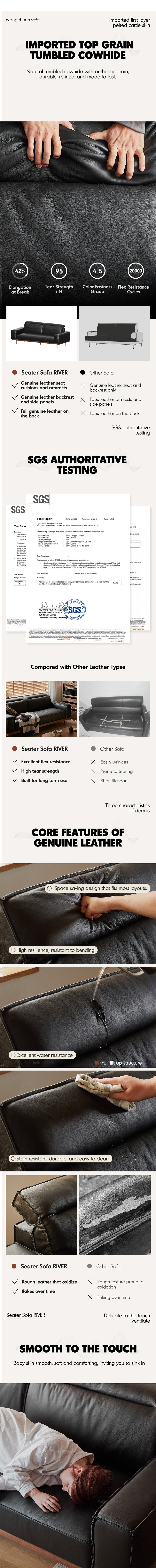 Japandi Genuine Leather 1 Seater Sofa RIVER Good to Know - 7