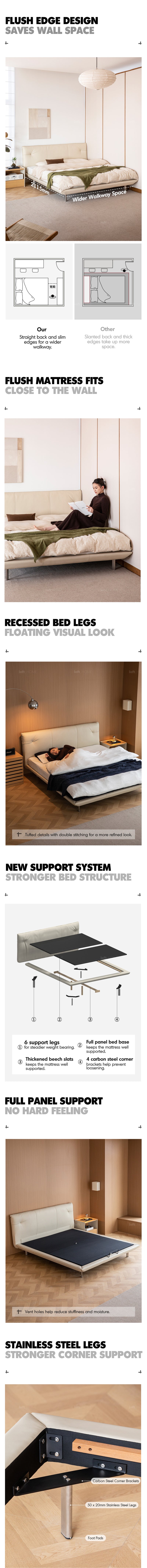 Minimalist Genuine Leather Bed RHINE Good to Know - 3