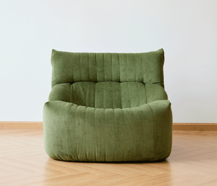 Cream corduroy velvet fabric 1 seater sofa kait color swatches.