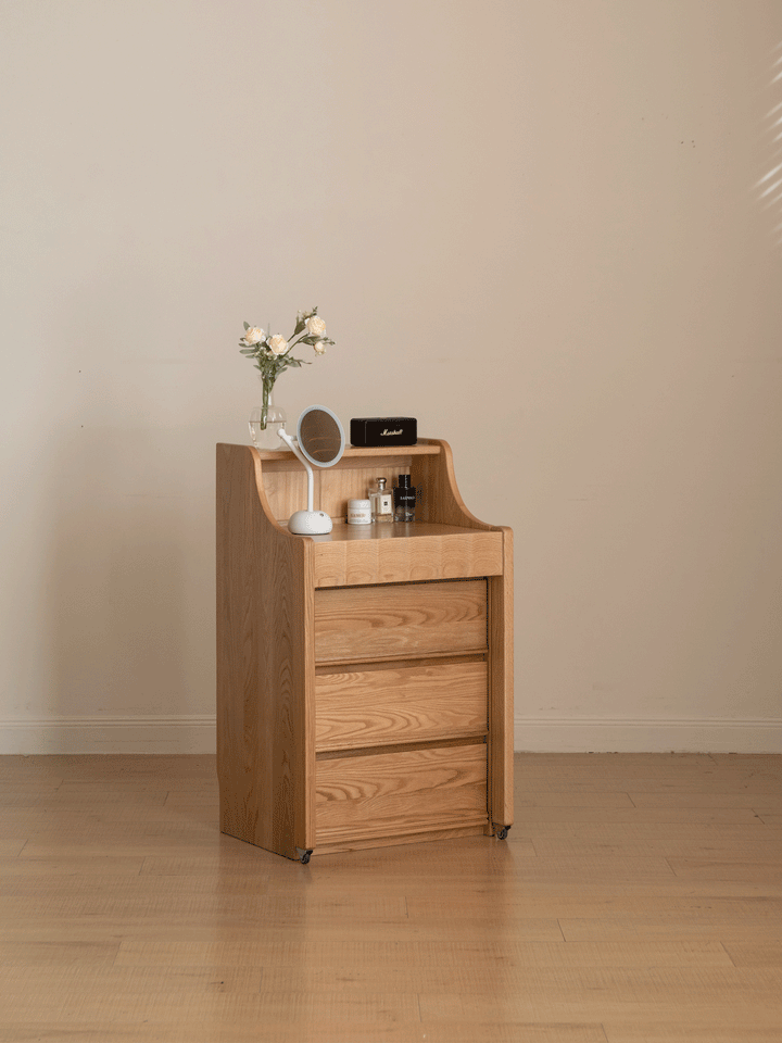 Scandinavian oak wood extendable dressing table magicbox color swatches.