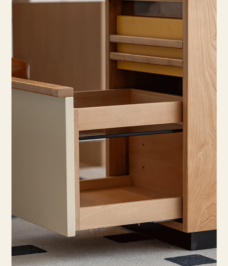 Bauhaus oak wood dressing table tempo in panoramic view.