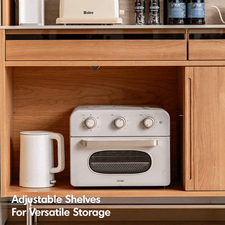 Scandinavian cherry wood sintered stone storage side cabinet timeless in details.