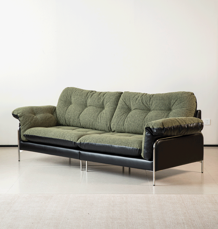 Vintage microfiber leather and fabric 4 seater sofa oasis in real life style.