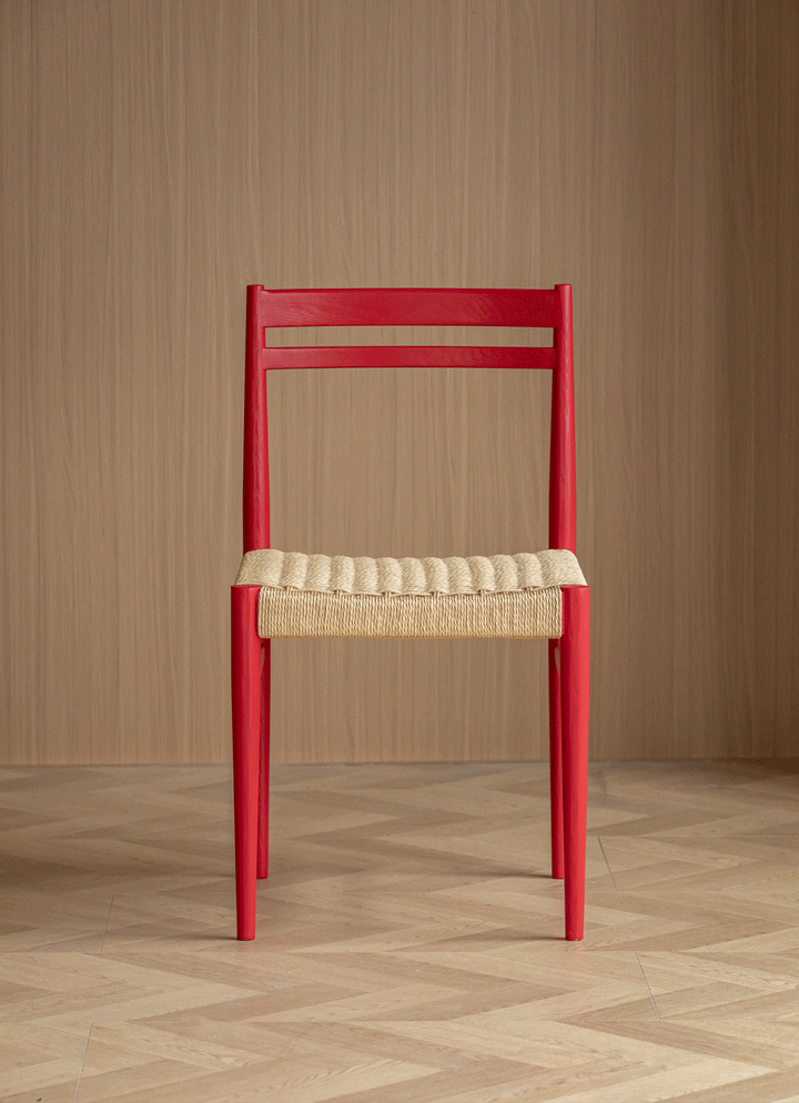 Bauhaus ash wood woven rope dining chair moore layered structure.