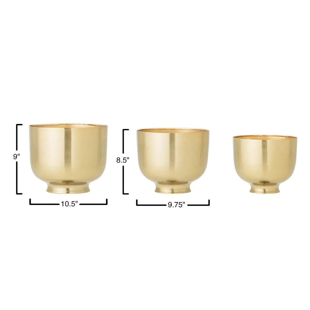 Gold metal planters, set of 3 decor primary product view.