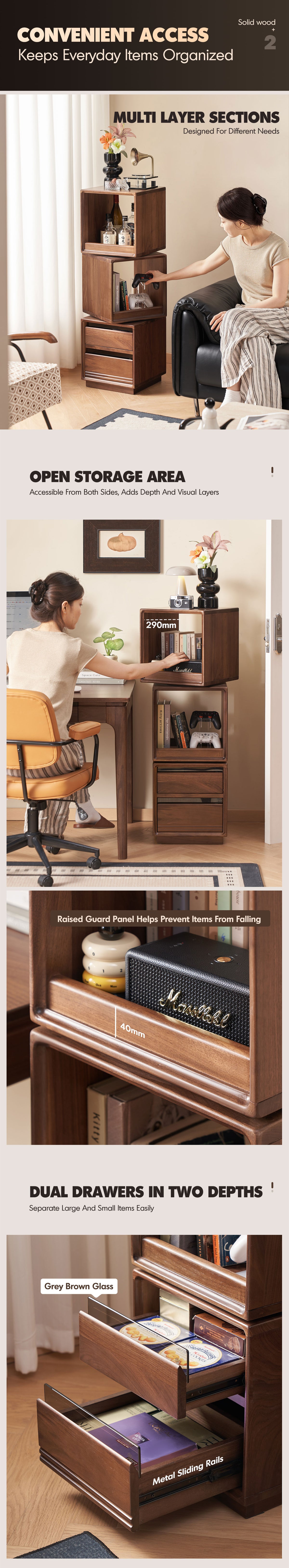 Japandi Walnut Wood Swivel Side Cabinet MONASH Good to Know - 4