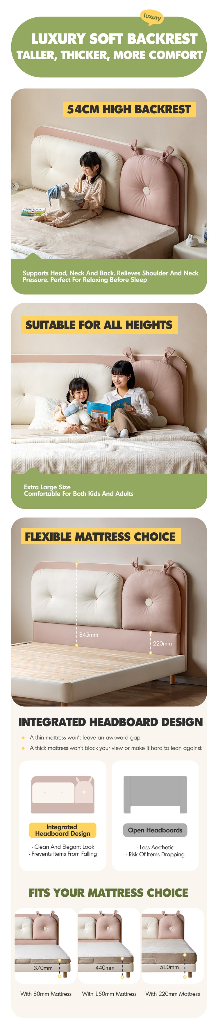 Cream Microfiber Leather Kids Bed ELORA Good to Know Preview-2