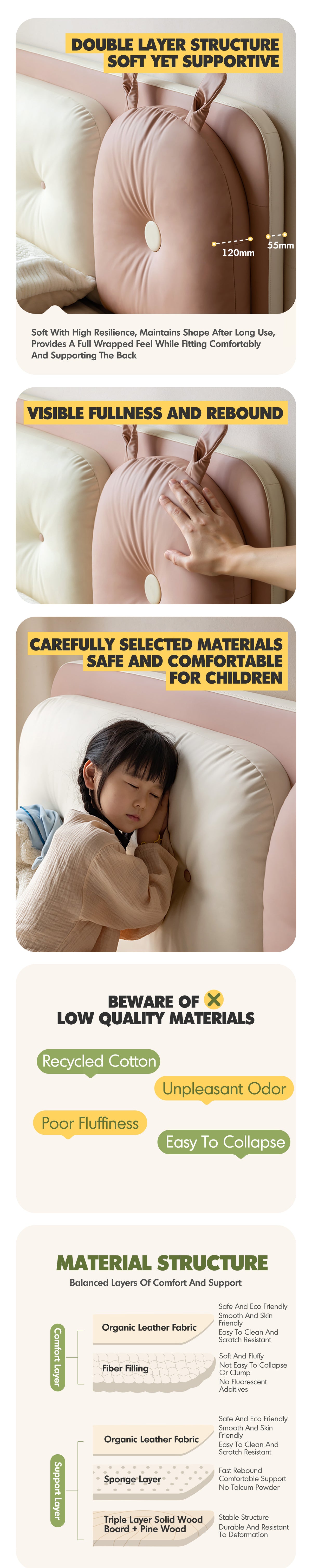 Cream Microfiber Leather Kids Bed ELORA Good to Know - 3
