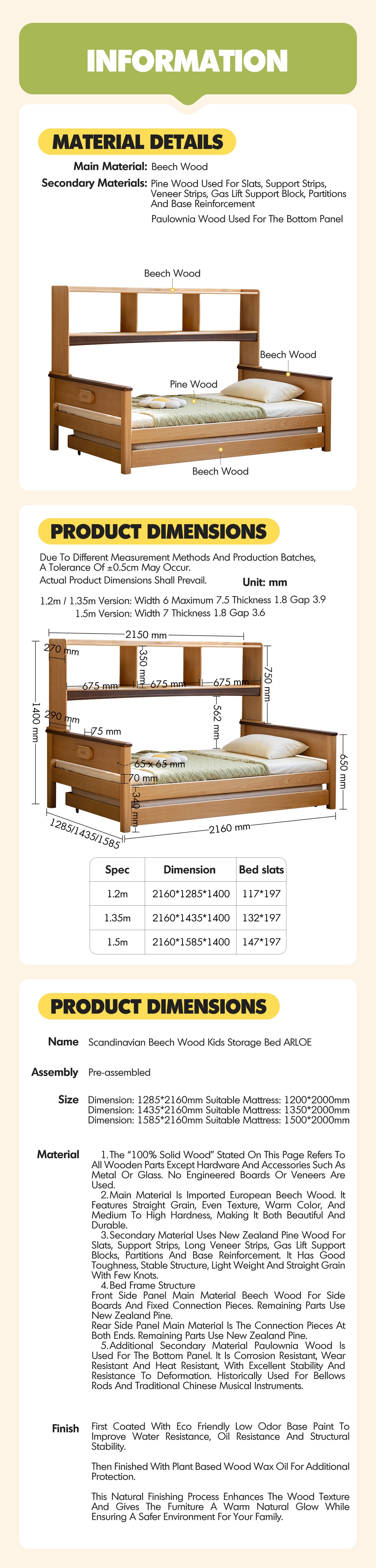 Scandinavian Beech Wood Kids Bunk Storage Bed VELTO Good to Know - 2
