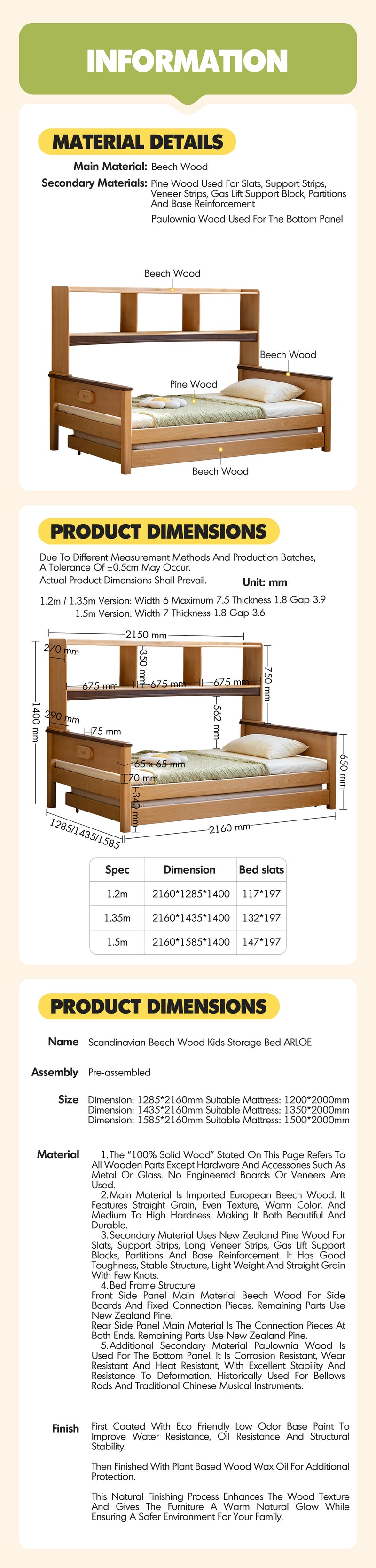 Scandinavian Beech Wood Kids Bunk Storage Bed VELTO Good to Know - 2