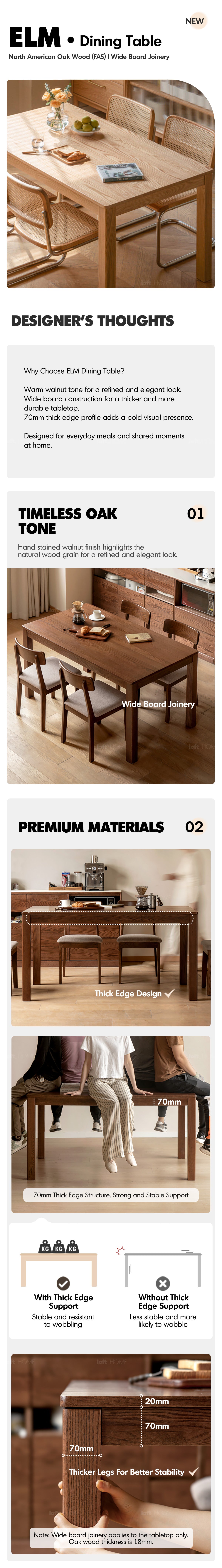 Scandinavian Oak Wood Dining Table ELM Good to Know - 1