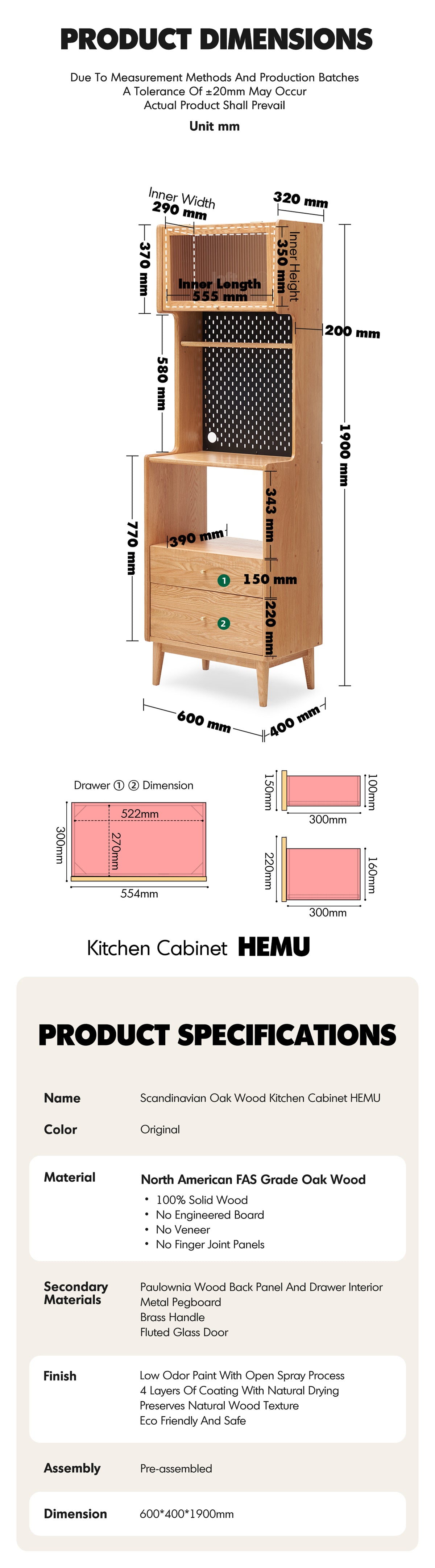 Scandinavian Oak Wood Kitchen Cabinet HEMU Good to Know - 14