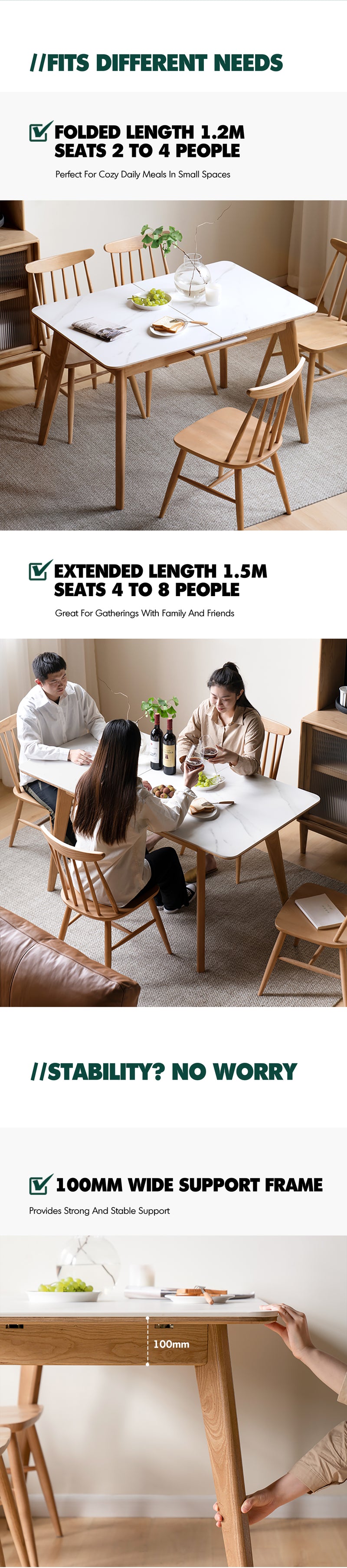 Scandinavian Oak Wood Sintered Stone Extendable Dining Table SHIFT Good to Know - 4