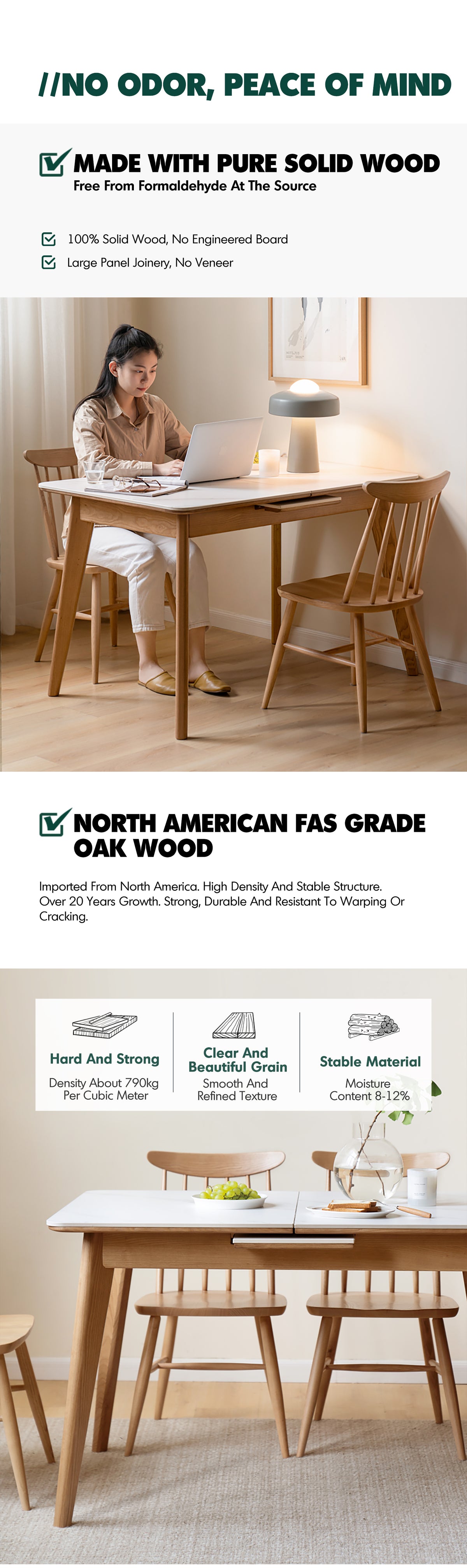 Scandinavian Oak Wood Sintered Stone Extendable Dining Table SHIFT Good to Know - 6