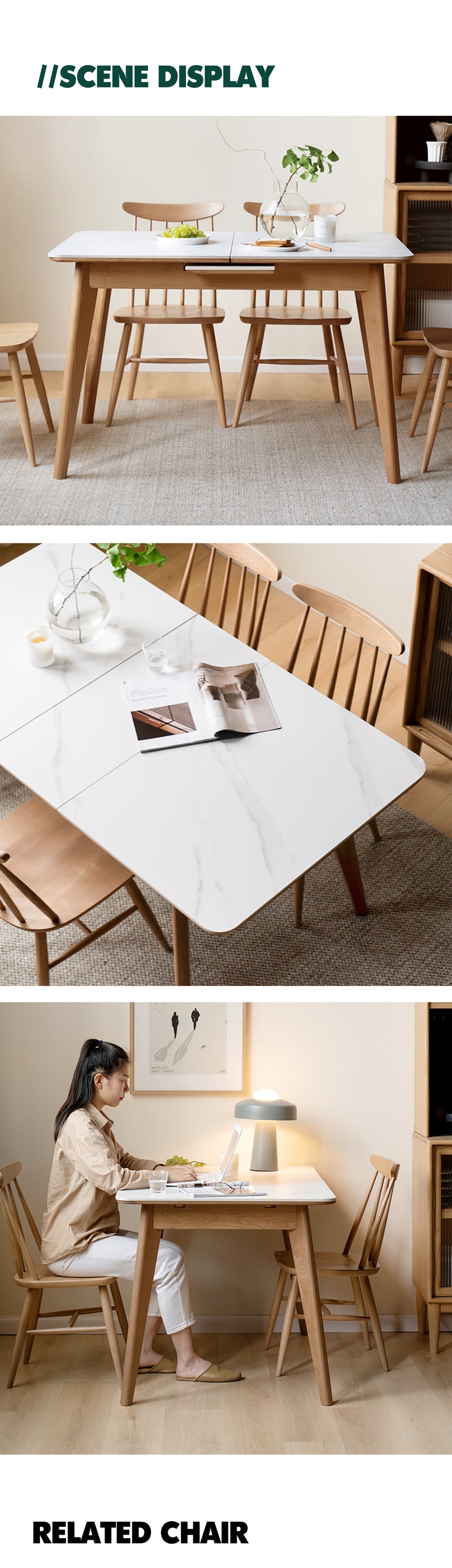 Scandinavian Oak Wood Sintered Stone Extendable Dining Table SHIFT Good to Know - 8