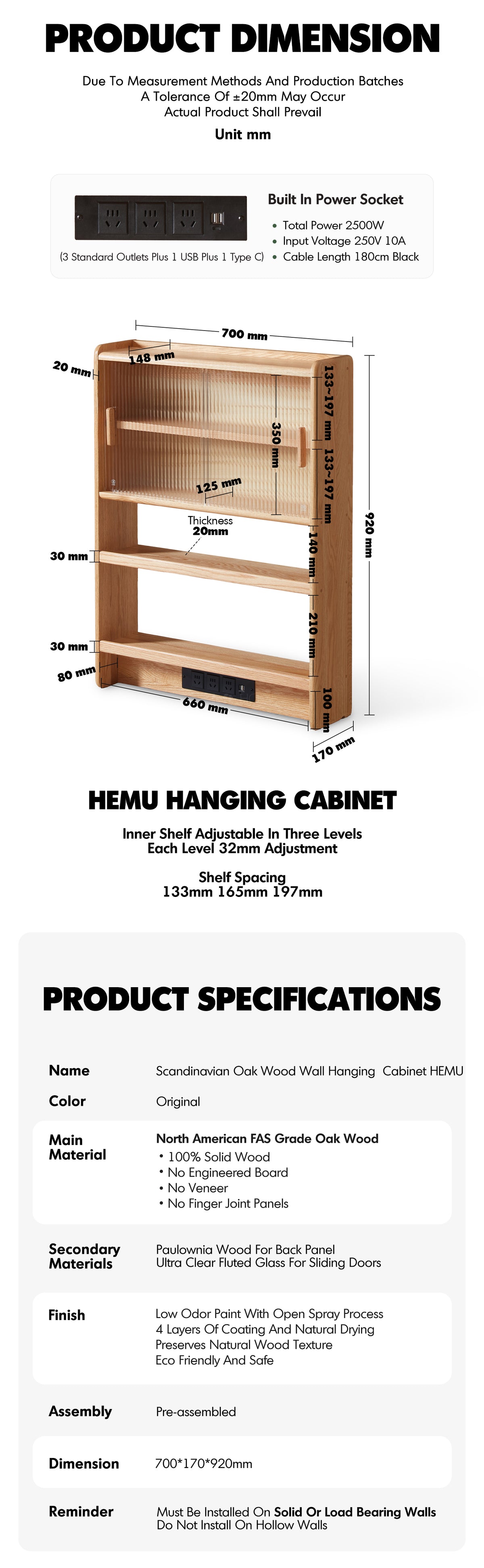 Scandinavian Oak Wood Wall Hanging Cabinet HEMU Good to Know - 13