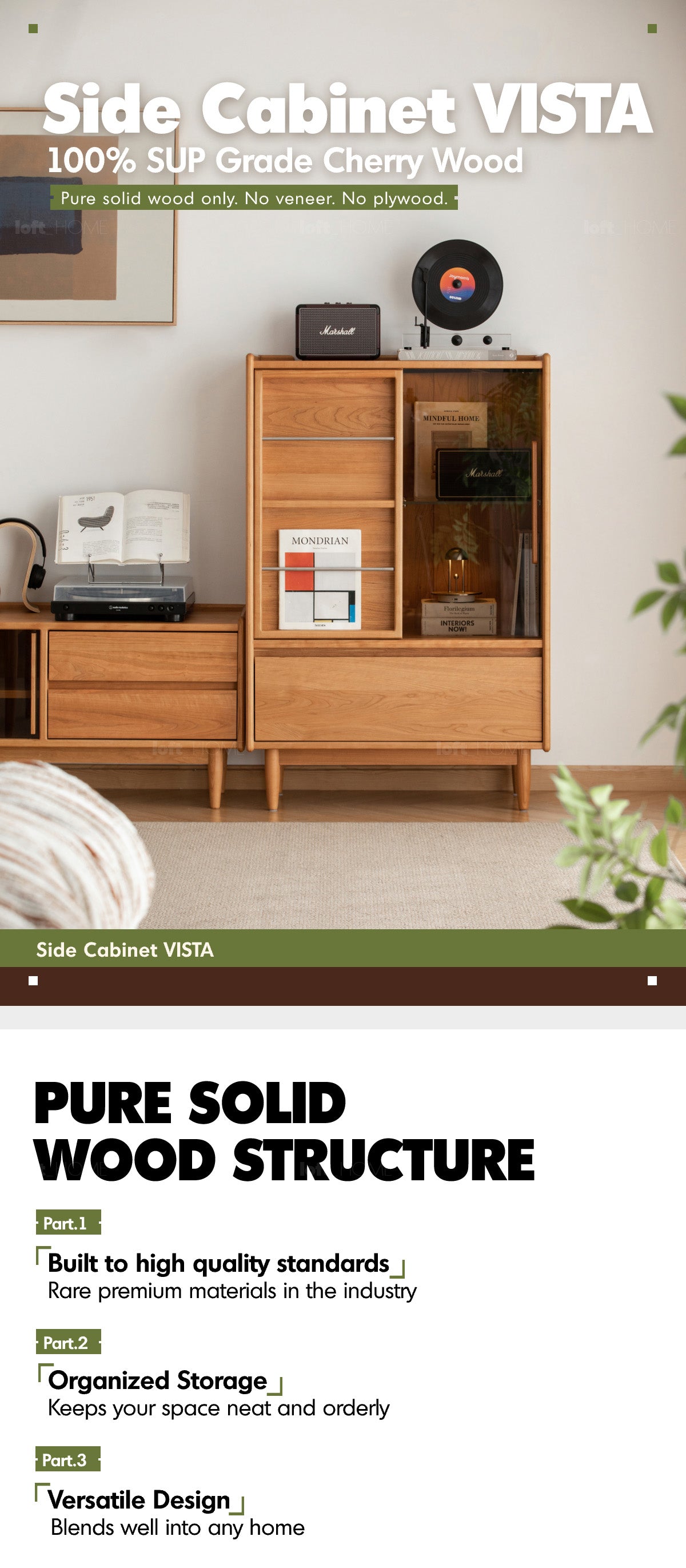 Scandinavian Cherry Wood Side Cabinet VISTA Good to Know - 1