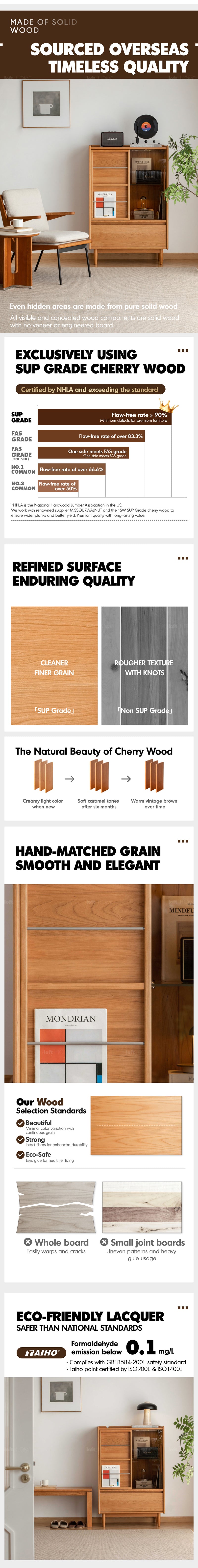 Scandinavian Cherry Wood Side Cabinet VISTA Good to Know - 3