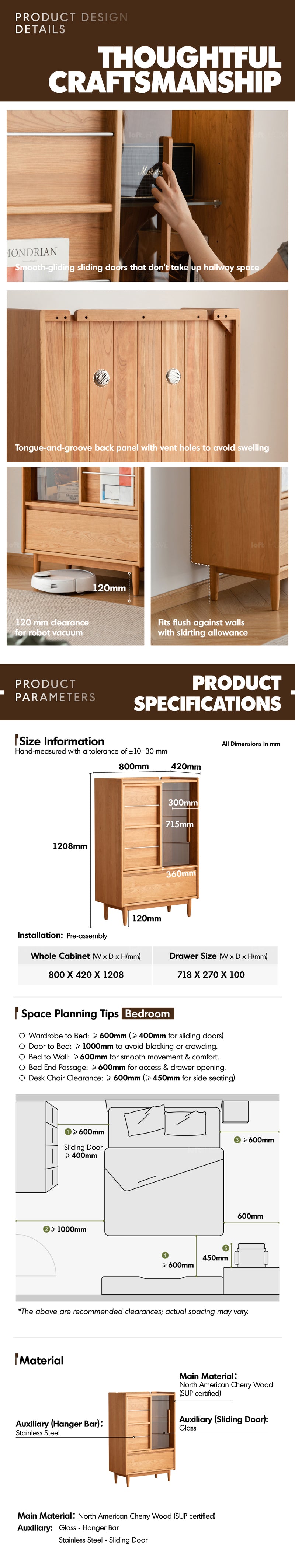 Scandinavian Cherry Wood Side Cabinet VISTA Good to Know - 7