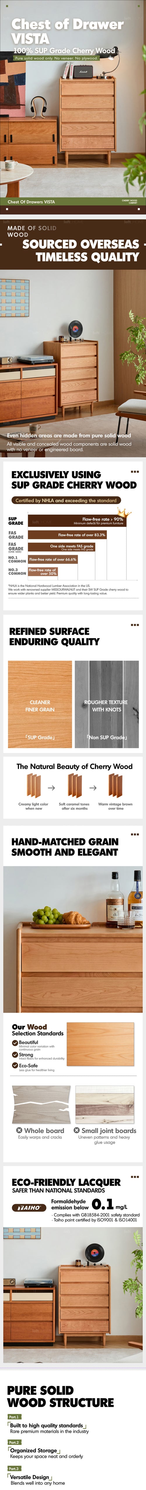 Scandinavian Cherry Wood Chest Of 5 Drawers VISTA Good to Know Preview-1
